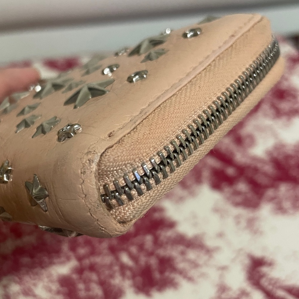 Jimmy Choo Studded Peach Leather Wallet - Picture 6 of 13